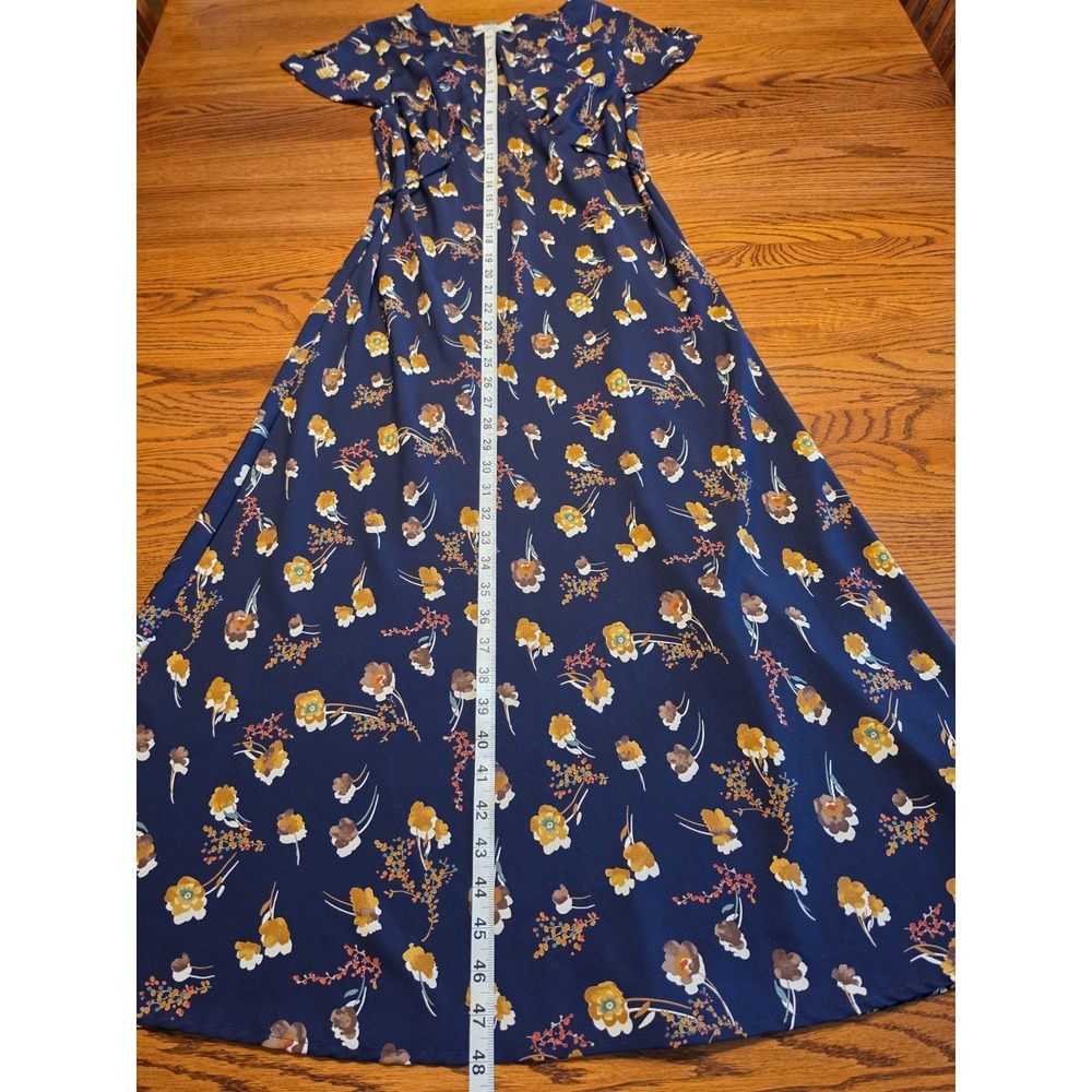 Urban Outfitters Lindsey Floral Maxi Dress Womens Size Medium Navy Blue 90's - Picture 7 of 8